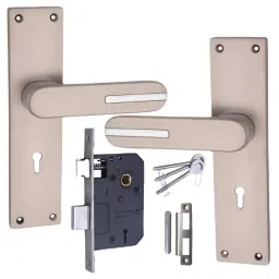 Atom MH-O48-KY-SS 203 mm Zinc Silver Satin Finish Mortise Door Handle Set with Lock Body-image-93