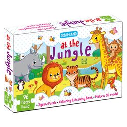 At the Jungle Jigsaw Puzzle for Kids with Colouring & Activity Book and 3D Model - 96 Pieces-15