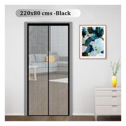 Classic Mosquito Net Magnetic Screen Fiberglass Mesh Curtain Patio Door With Full Frame Hook & Loop 220 x B 80 cm - Black-image-45