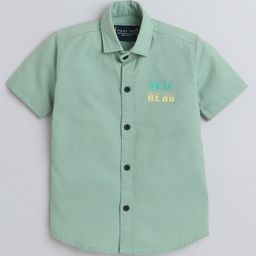 Polka TotsHalf Sleeve Self Hero Metallic Printed Shirt - Sea Green-image-61