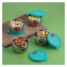 HAZEL Storage Containers for Kitchen Airtight Stainless Steel Lunch box Container for Storage Set of 4 250 ML Each - Silver-12