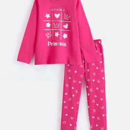 Honeyhap Premium 100% Cotton Full Sleeves Crown PrintedBio Finished Night Suit - Cabaret-image-36