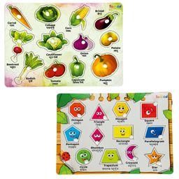TodFod Wooden Vegetable  & Shapes Puzzle Multicolour - 24 Pieces-13
