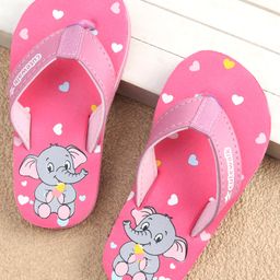 Cute Walk by Babyhug Slip On Flip Flops with Elephant & Heart Print - Pink-image-78