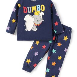 Babyoye Disney Single Jersey Knit Full Sleeves Night Suit With Dumbo Graphics - Navy Blue-image-30