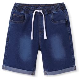 Pine Kids Cotton Woven Above Knee Length Strechable Denim Shorts with Solid Colour - Blue-image-5