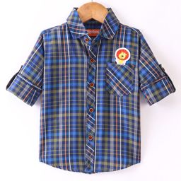 Rikidoos Full Sleeves Checked Shirt - Navy Blue-image-24