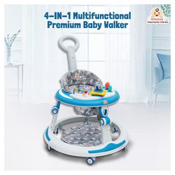 Infantso Sky high 4-in-1 Multifunctional Premium Baby Walker with 3 Level height adjustment and 3 level cushion seat adjustment - Walker, Bouncer, Feeding Table and Parental Push bar - Blue-image-84
