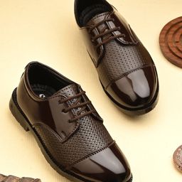 Stefens Textured Lace Ups Oxford Shoes - Brown-image-8