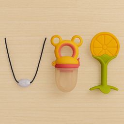 Badal Kidz Presents combo of 3 includes 1 Standing Fruit Teether ,1 Mickey Fruit Feeder and 1 tlismi moti - Orange, Pink-picture-24