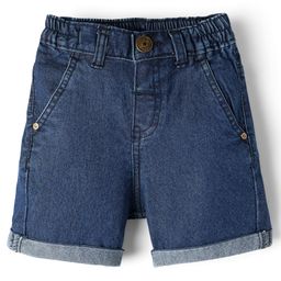 Babyhug Denim Mid Thigh Washed Shorts With Stretch - Navy Blue-picture-9