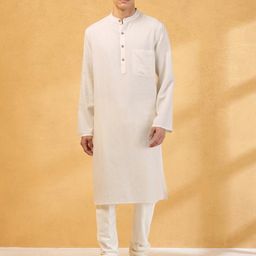 Fabindia Men Checked Thread Work Kurta-13