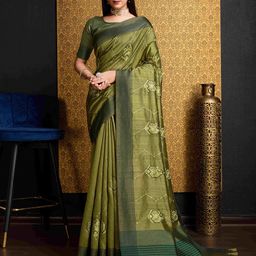 DIVASTRI Ethnic Motifs Zari Silk Blend Banarasi Saree-image-19