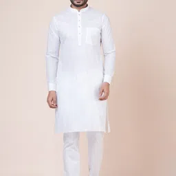 Nawaz's Kurta Men Regular Mandarin Collar Pure Cotton Kurta with Pyjamas-picture-12