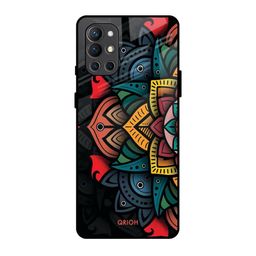 QRIOH Floral Printed OnePlus 9R Glass Case Back Case-image-45