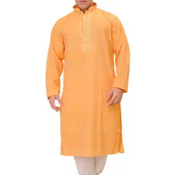 Exotic India Men Embroidered Thread Work Pure Cotton Kurta with Pyjama-picture-54