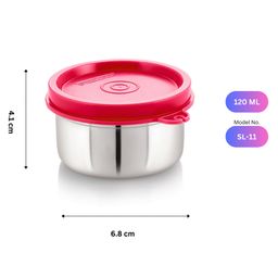 Steel Lock Flex Stainless Steel Container/Dabba with Lid Airtight for Food Storage, Easy to Carry, Leak Proof and Stackable (SL-11/120 ml) Pink. image 3