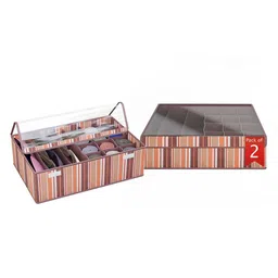 Kuber Industries Brown & White Set of 2 Printed Reusable Drawer Organisers-26