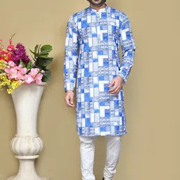 RANAK Men Printed Regular Pure Cotton Kurta with Pyjamas-picture-26