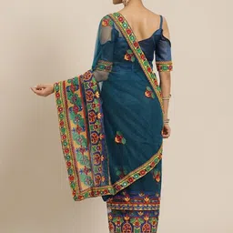 DIVASTRI Ethnic Motifs Embroidered Net Saree image 3