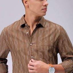 The Indian Garage Co Men Slim Fit Multi Stripes Opaque Striped Casual Shirt-image-123