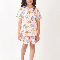 YK Girls Star Printed Round Neck Night Suit-17