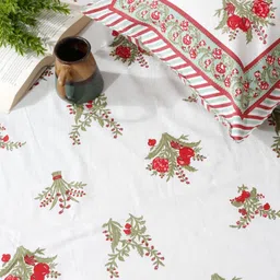 Rajasthan Decor Cream-Coloured Printed Pure Cotton 210 TC King Bedsheet Set 2.5 m x 2.7 m-picture-35