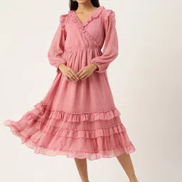 Antheaa Woman Frilled Wrap Dress-picture-34