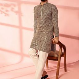 Anouk Men Embroidered Sequinned Kurta image 4