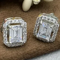 VANSHIKA JEWELS Rhodium-Plated Cubic Zirconia Stud Earrings-picture-12