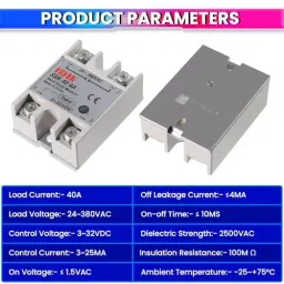 amiciSmart Solid State Relay 40 Amp 3 to 32 V DC Input to Control 24 to 380 VAC Devices, 1xSSD-RLY-40A image 2