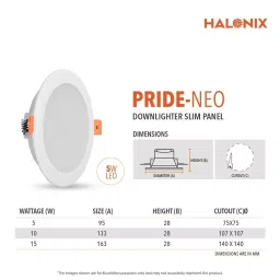 Halonix Pride Neo LED Recessed Down Lighter Polycarbonate 10 W, Cool White (Pack of 4 Pcs) image 3