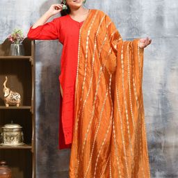 swatika Geometric Embroidered Gotta Patti Satin Dupatta-34