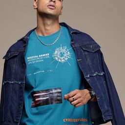 The Roadster Lifestyle Co. Graphic Printed Drop-Shoulder Sleeves T-shirt-picture-36