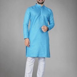 DVILLA Men Cotton Solid Straight Kurta-image-58