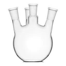 ABGIL 5 L Boiling Flask Flat Bottom Transparent 4 Neck with Interchangeable Stopper for Side Neck Joints, FB-302-13-8