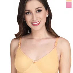 Liigne Women Pack Of 2 Full Coverage Lightly Padded Non-Wired Cotton T-shirt Bra-18