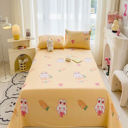 JC HOME Yellow & White Graphic 140 TC Queen Bedsheet with 2 Pillow Covers-image-98