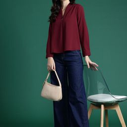 DressBerry V-Neck Pleated Crinkle Textured Top-image-19