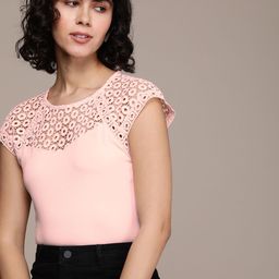 French Connection Solid Lace Detailed Regular Top-image-4