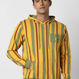 Peter England Casuals Striped Hooded Pullover Sweatshirt-picture-34