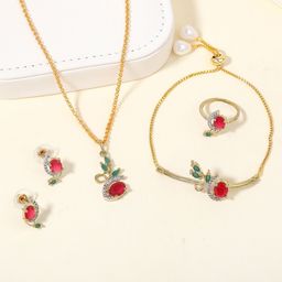 Estele Gold-Plated Crystal Studded Jewellery Set-image-89