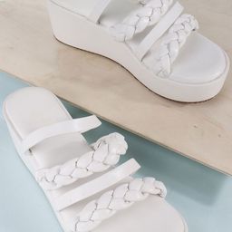 HERE&NOW Women White Braided Detail Strappy Wedge Sandals-picture-37