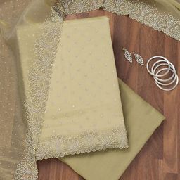 Koskii Ethnic Motifs Embroidered Beads and Stones Organza Unstitched Dress Material-image-60