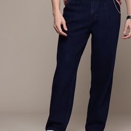 WROGN Men Pure Cotton Loose Pleated Jeans-picture-7