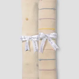 THE BABY TRUNK Beige & Yellow 2 Pcs Rainbow & Dots Cotton Mild Winter Single Bed Blankets-7
