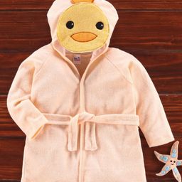 Ben Benny Full Sleeves Animal Patched Hooded Bath Robe - Peach-image-63