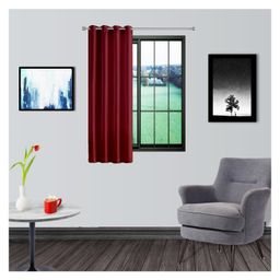 Divine Casa Micro Satin Solid Blackout Window Curtains With Metal Grommet - Maroon-image-6