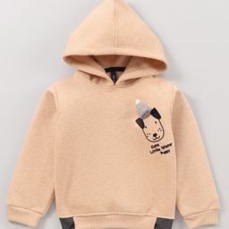 Little Kangaroos Full Sleeves Hooded Sweatshirt Dog & Text Print - Brown-image-47