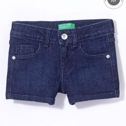 UCB Mid Thigh Shorts Dark Washed Solid Color - Blue-image-73